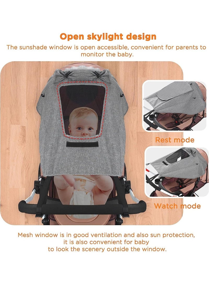 ChicAbode Universal Baby Sunshade, for Pram, Pushchair, Buggy and Carrycot Stroller Water Resistant Sun Sail, with UV Protection 50+ Up and Viewing Window Grey - Image 5